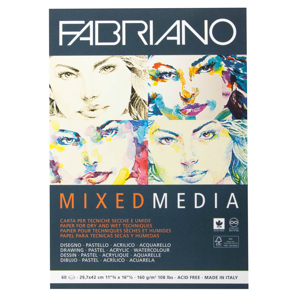 BLOCK MIX MEDIA FABRIANO 19100441 60H. 160GR. 29.7 X 42 CMS.