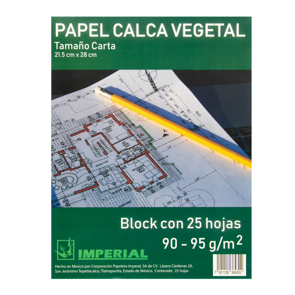 BLOCK PAPEL CALCO IMPERIAL 90/95 GRS. CARTA 25 H. 