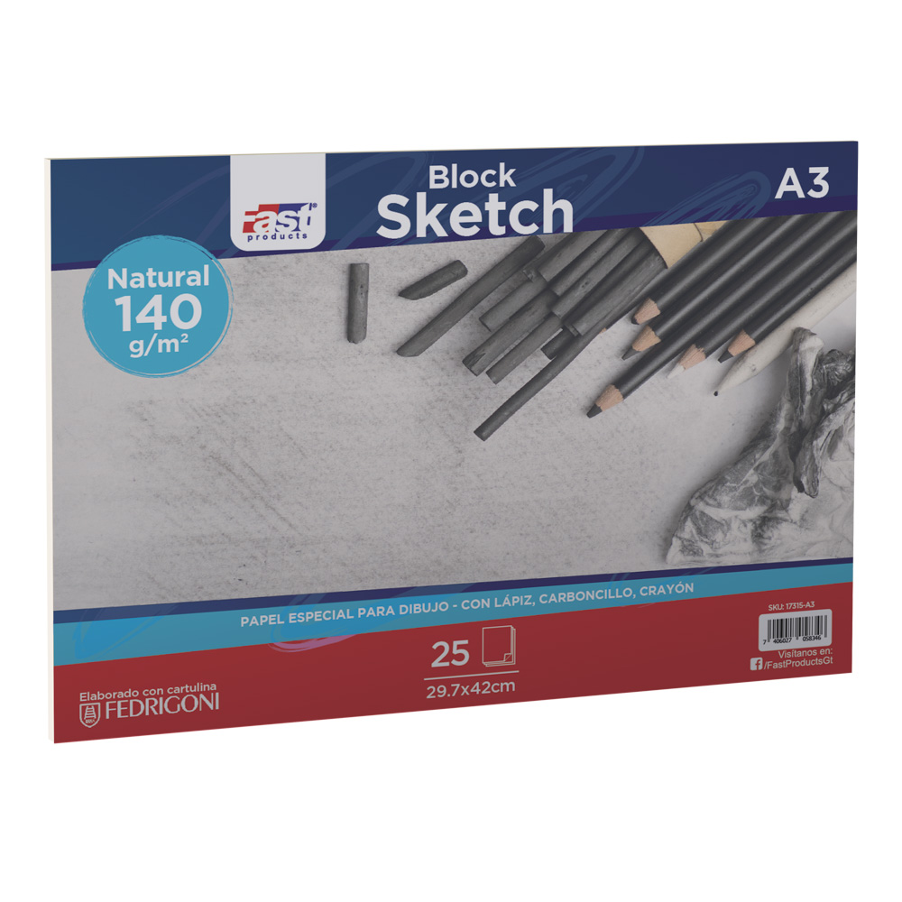 BLOCK SKETCH FAST 25H. 140GR. A-3 NATURAL