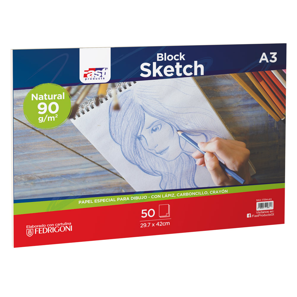 BLOCK SKETCH FAST 50H. 90GR. A-3 NATURAL