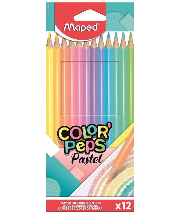 CRAYON DE MADERA MAPED 832069 COLORES PASTEL LARGO 12 COLORES