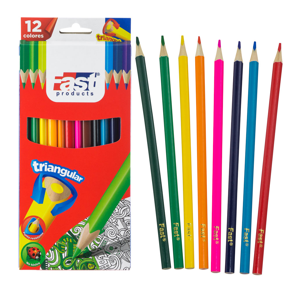 CRAYON DE MADERA FAST 12 COL. LARGO TRIANGULAR