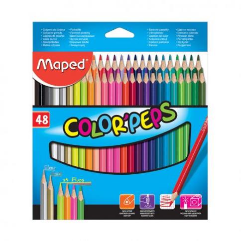 CRAYON DE MADERA MAPED 832048 COLOR PEPS TRIANGULAR, 48 COLORES