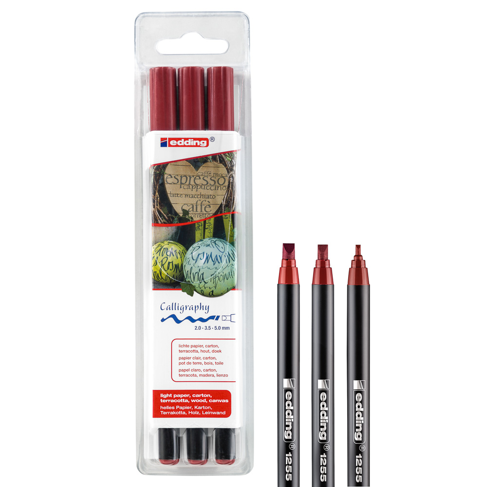 MARCADOR CALIGRAFICO EDDING 1255 EST. X3 ROJO CARMESI