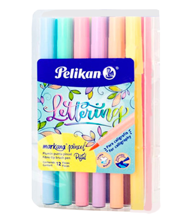 MARCADOR EN ESTUCHE PELIKAN 30341201 MARKANA PINCEL PASTEL 12 COLORES