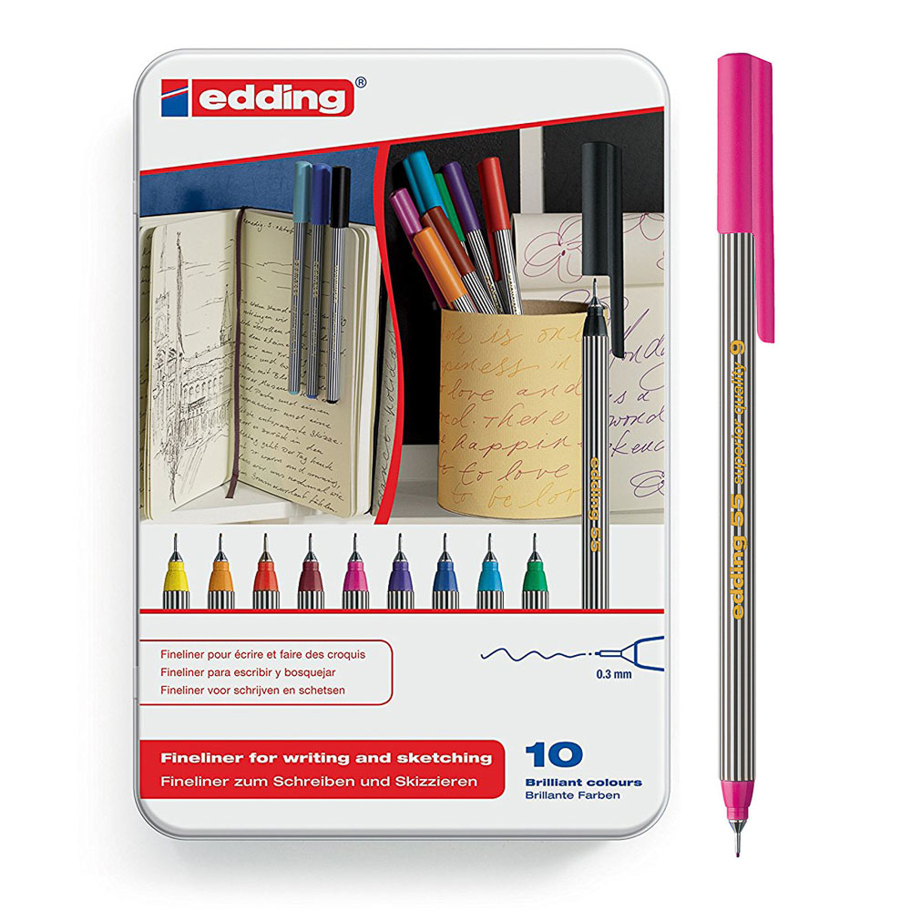 MARCADORES EN ESTUCHE EDDING 55 RAPIDOGRAFO 10 COLORES