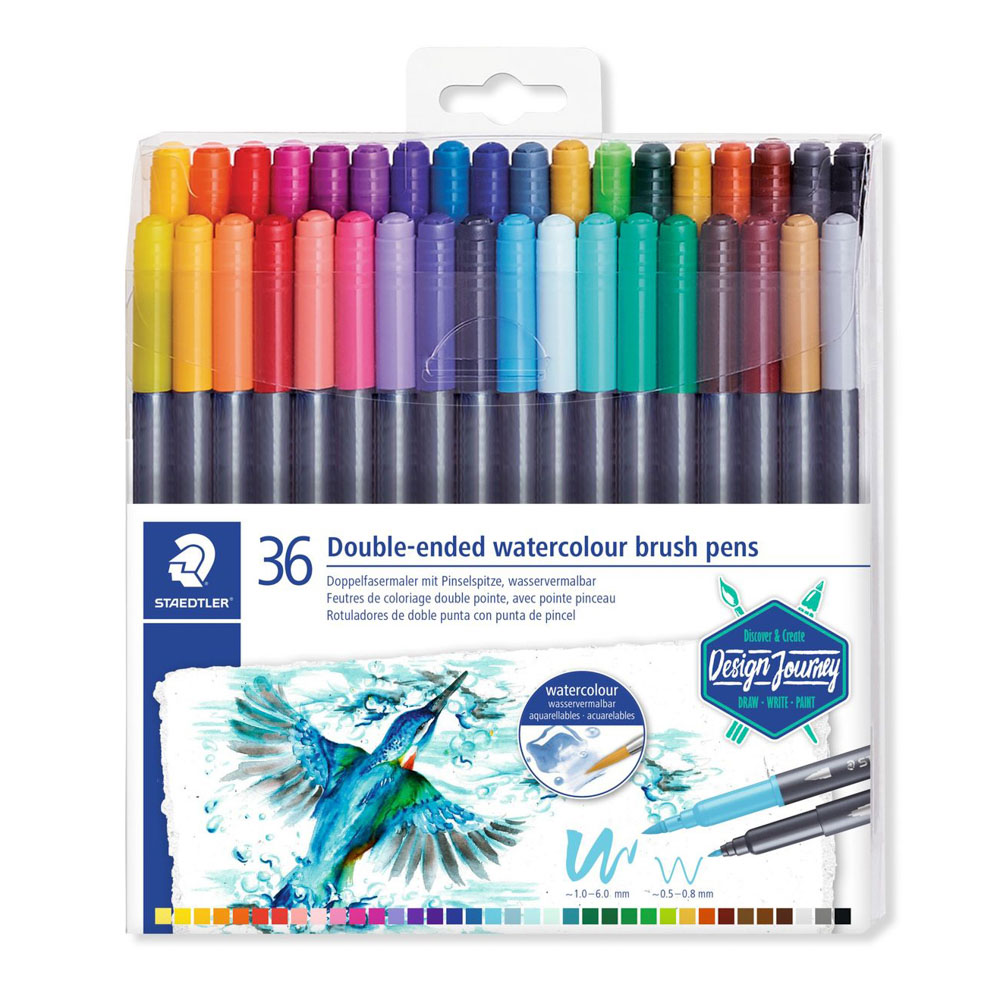 MARCADOR ACUARELABLE STAEDTLER 3001 TB 36 COL. DOBLE PUNTA