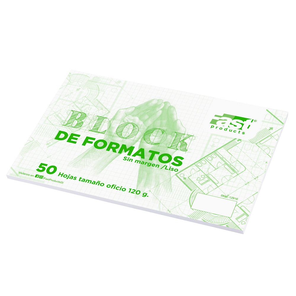 BLOCK FORMATO FAST LISO 120 GRAMOS 8.5X13 HOJAS