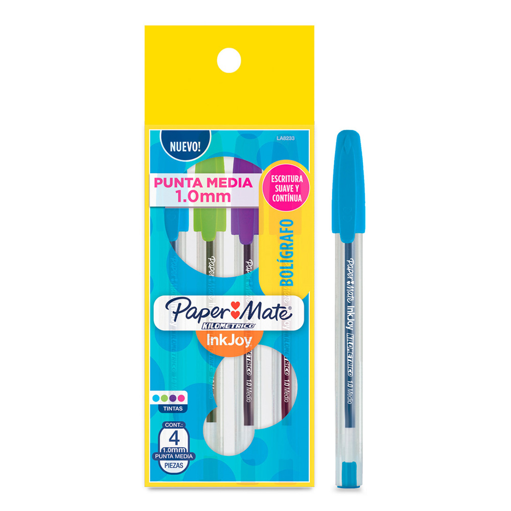 BOLIGRAFO PAPER MATE KILOMETRICO 100 BX4 COLORES SURTIDOS