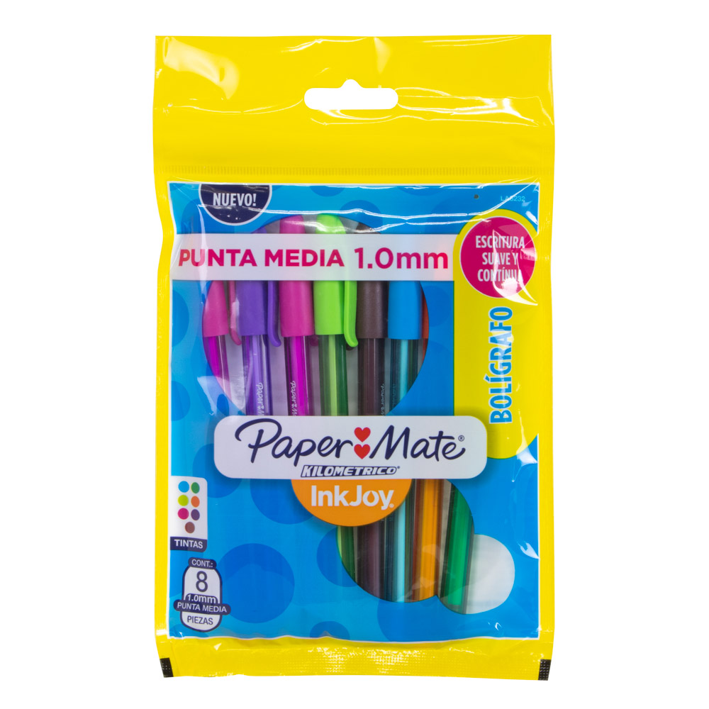 BOLIGRAFO PAPER MATE KILOMETRICO 100 BX8 COLORES SURTIDOS 