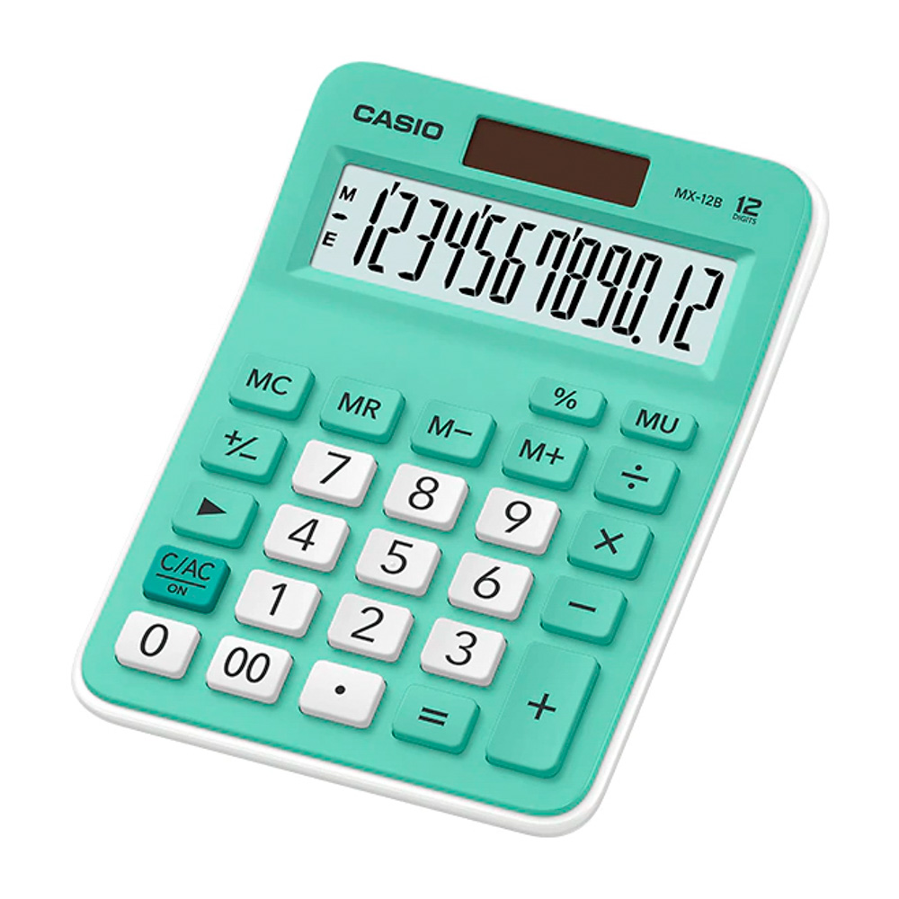 CALCULADORA P/ESCRITORIO CASIO MX-12B-GN-W-DC 12 DIG VERDE