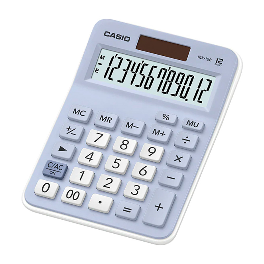 CALCULADORA P/ESCRITORIO CASIO MX-12B-LB-W-DC 12 DIG CELESTE