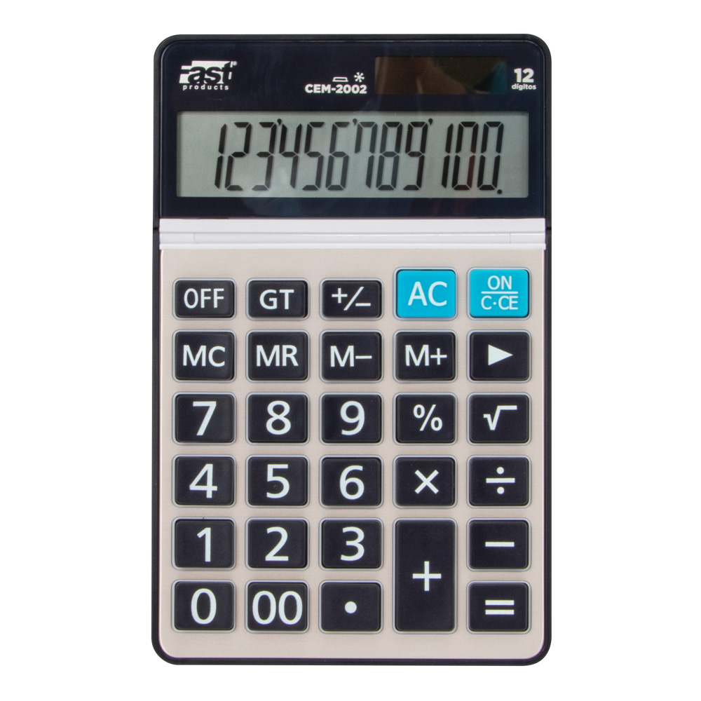 CALCULADORA P/ESCRITORIO FAST CEM-2002 METALICA 12 DIG. 