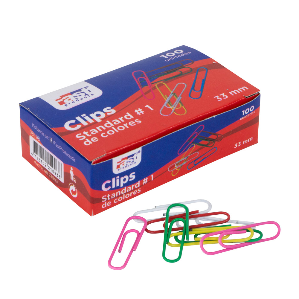 CLIPS STANDARD FAST COLORES CAJA X 100