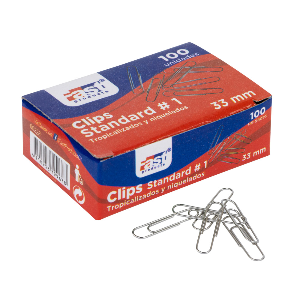 CLIPS STANDARD FAST NIQUELADO CAJA X 100