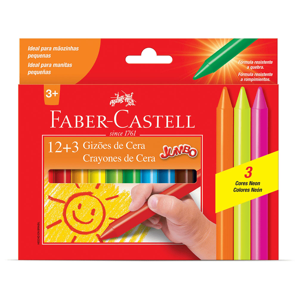 CRAYON DE CERA FABER CASTELL HT141112EX 12 COL. JUMBO 