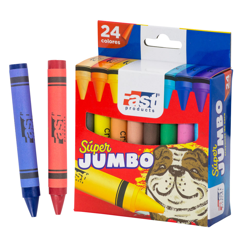 CRAYON DE CERA FAST 24 COL. SUPER JUMBO REDONDO