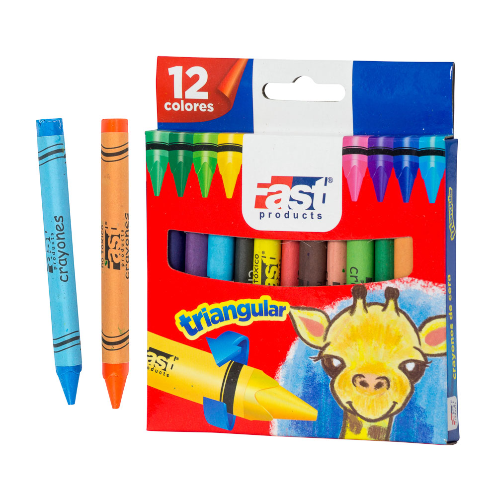 CRAYON DE CERA FAST T112 TRIANGULAR 12 COL. REGULAR 