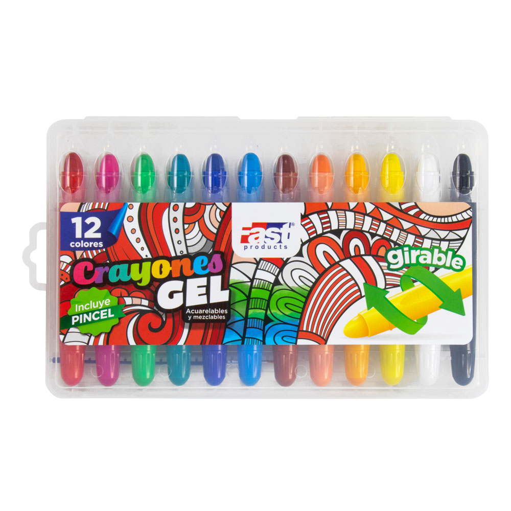 CRAYON GEL FAST COLORFUL12 COLORES