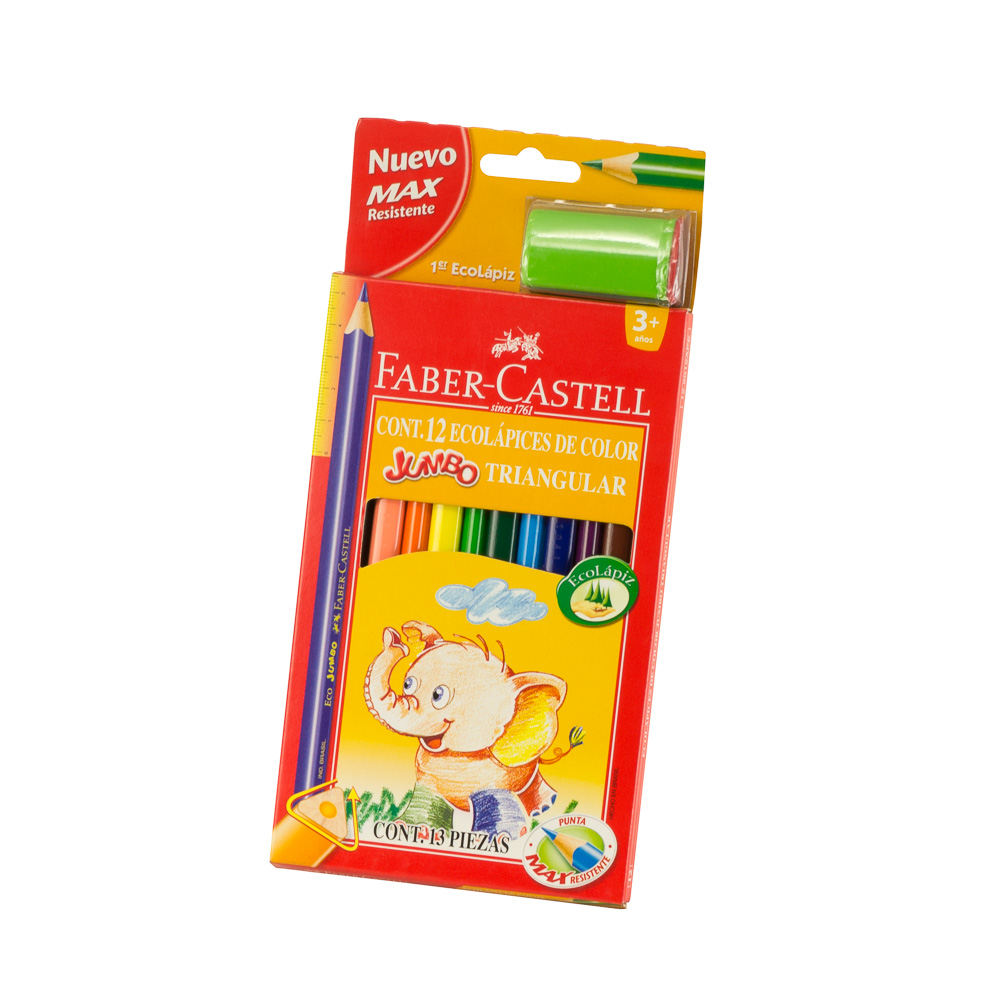 CRAYON DE MADERA FABER CASTELL 125012APE JUMBO 12 COL.