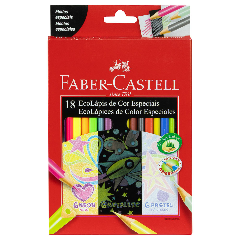 CRAYON DE MADERA FABER CASTELL 18 COLORES NEON/METALICOS/PASTEL