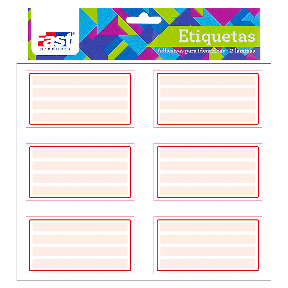 ETIQUETA AUTOADHESIVA P/CUADERNO FAST BX2 ROJO (144)