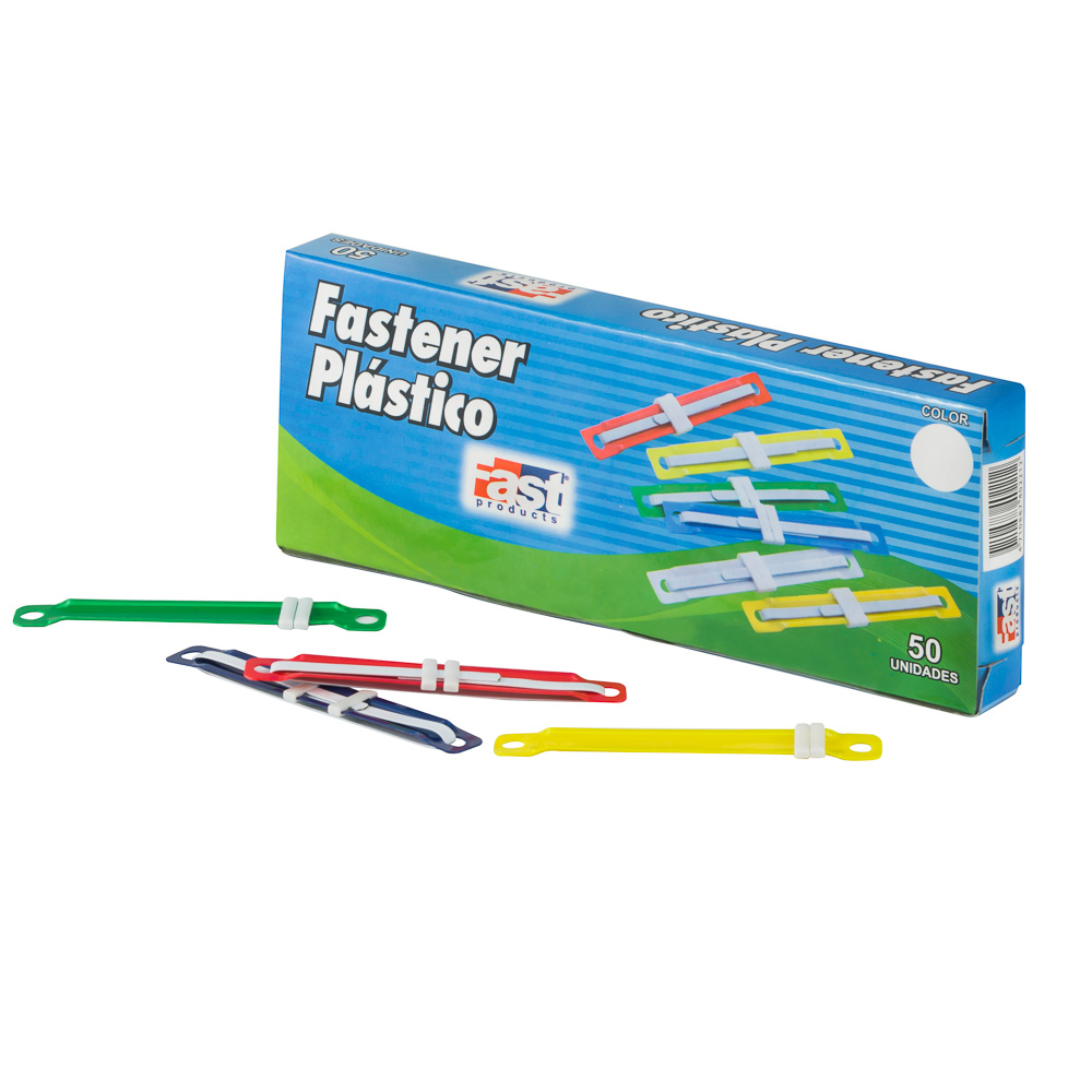 FASTENER PLASTICO FAST CAJA X 50U. COLORES SURTIDOS