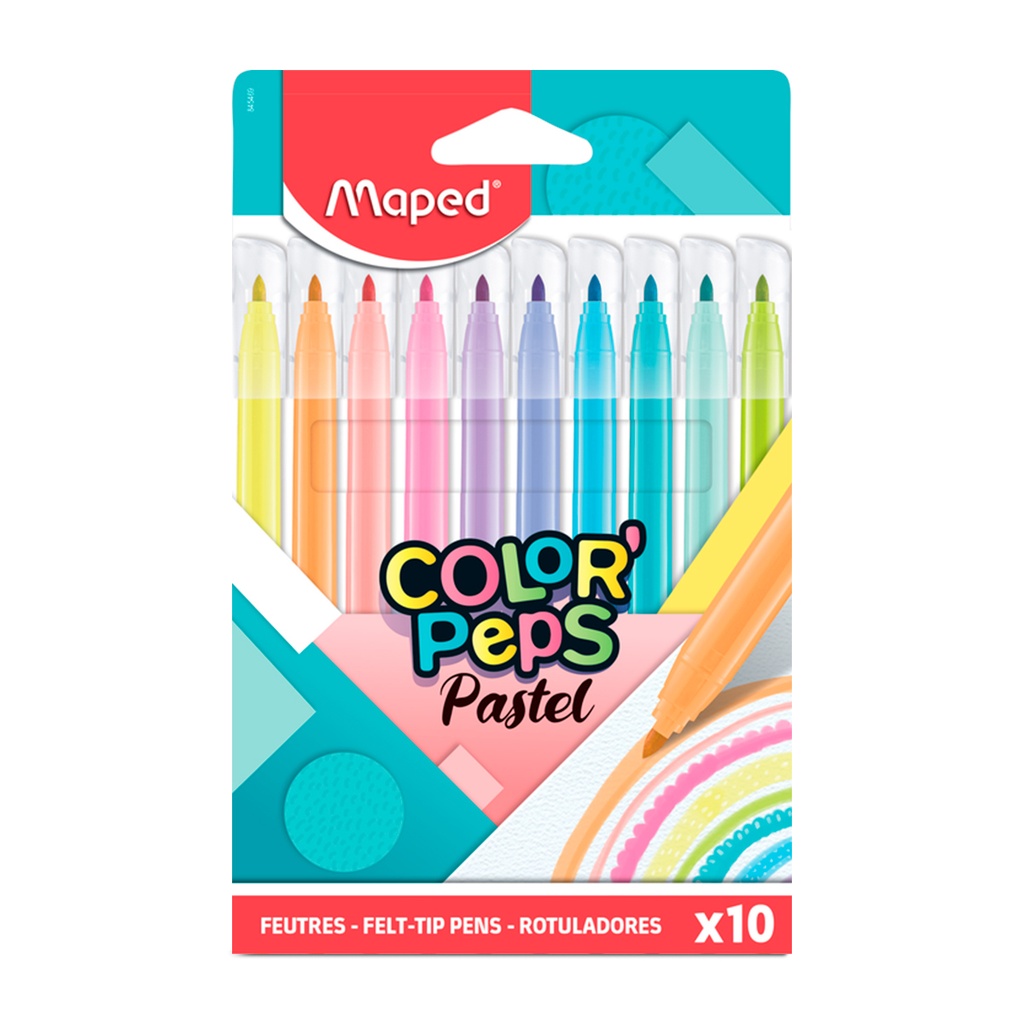 MARCADOR EN ESTUCHE MAPED 845469 COLOR PEPS PASTEL 10 COLORES