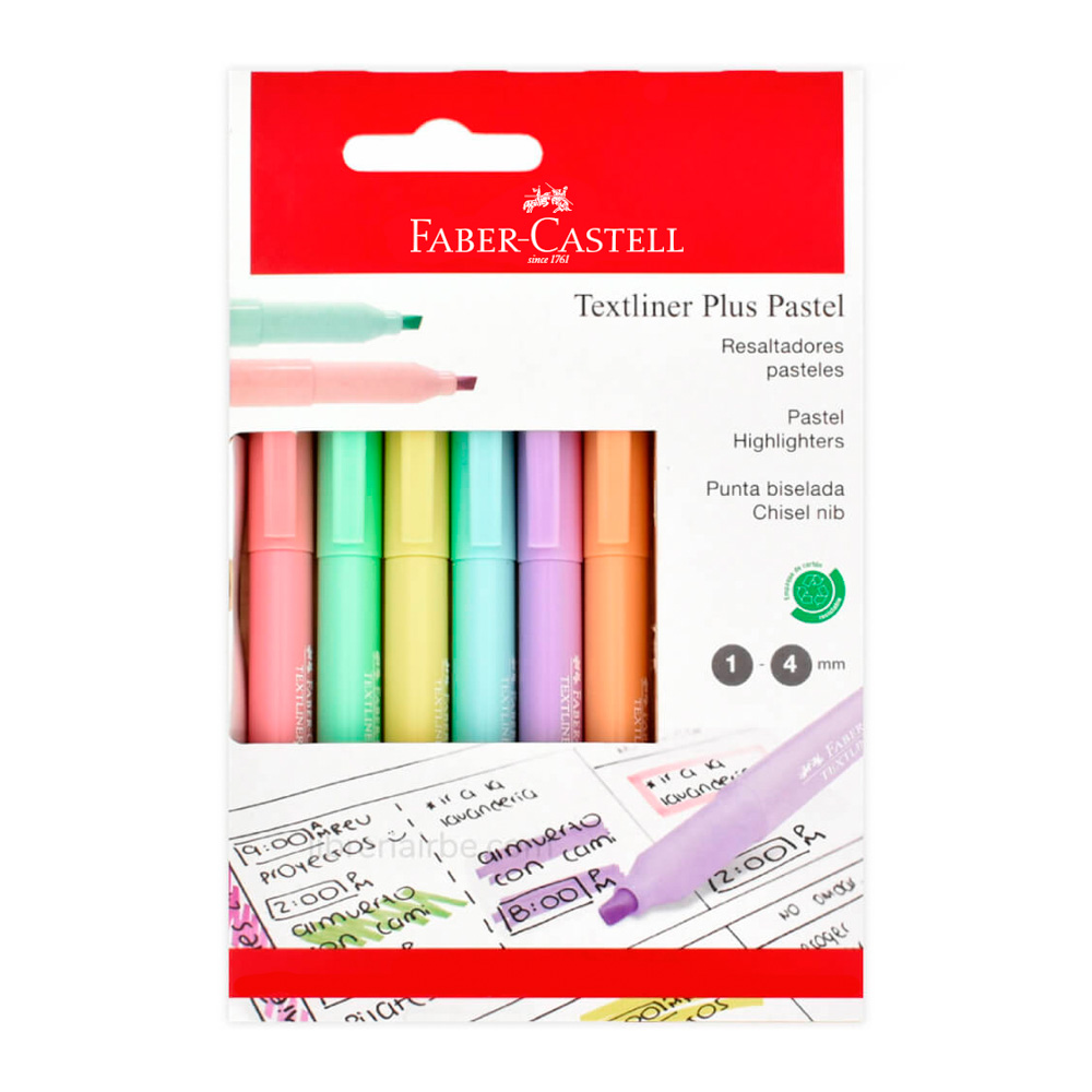 MARCADOR RESALTADOR FABER CASTELL 6 COLORES PASTEL