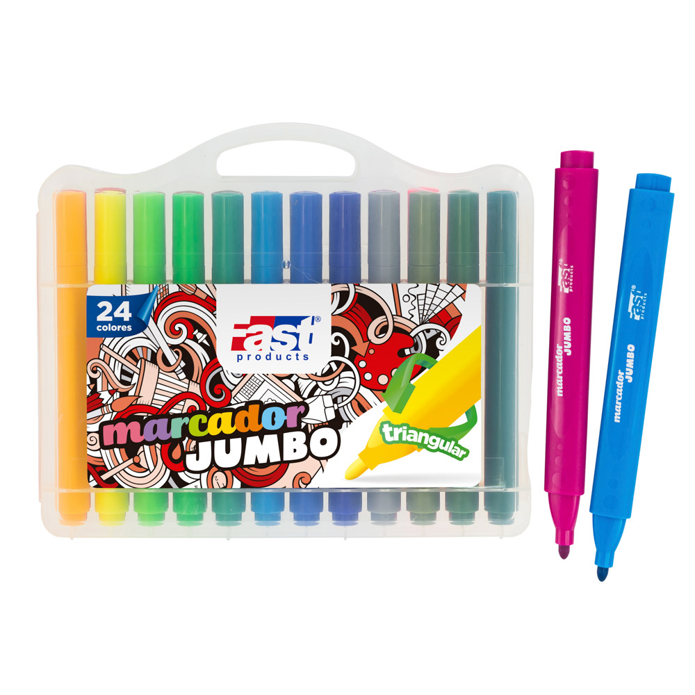 MARCADORES EN ESTUCHE FAST 24 COL. JUMBO TRIANGULAR