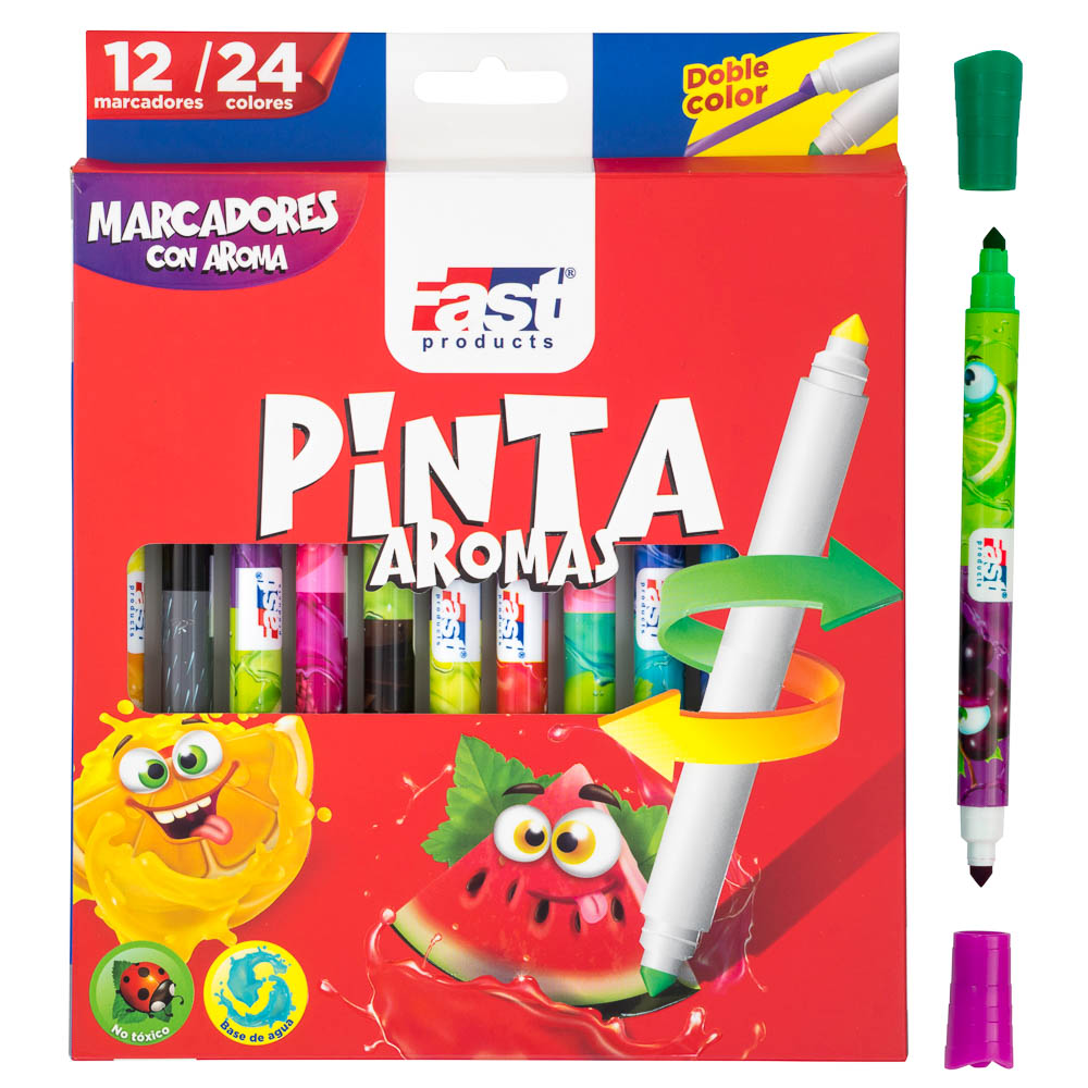 MARCADORES EN ESTUCHE FAST 12-24 COL. BICOLOR CON AROMA