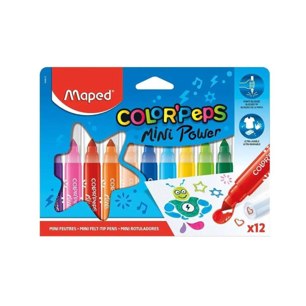 MARCADORES EN ESTUCHE MAPED 846612 MINI POWER JUMBO 12 COLORES