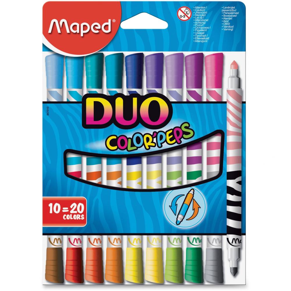 MARCADORES EN ESTUCHE MAPED 847010 DUO COLOR PEPS, 20 COLORES