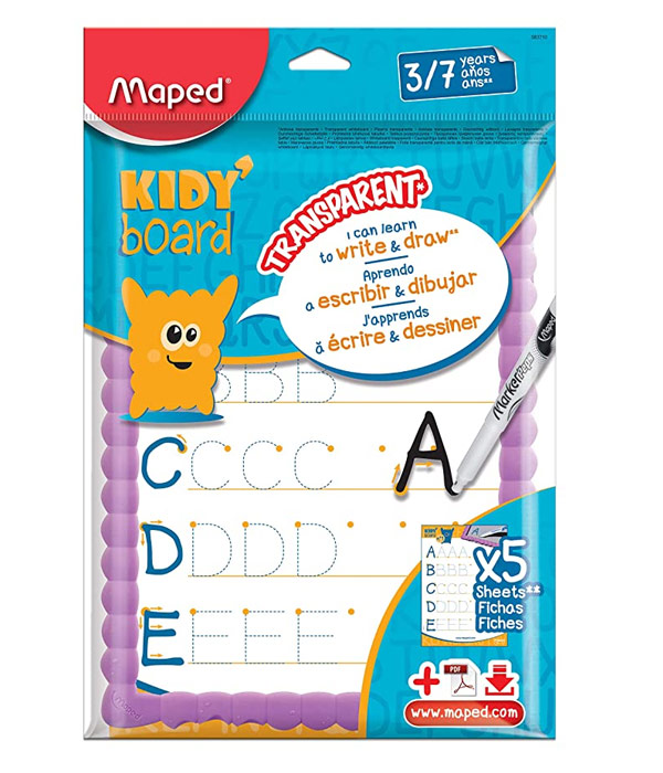 PIZARRON MAPED 583710 TRANSPARENTE CON CUADROS BLANDO ANTIDESLIZANTE, CELESTE-LILA