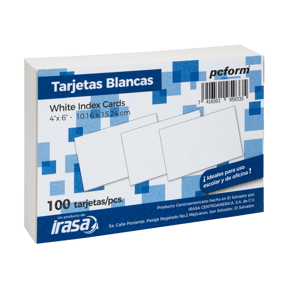 TARJETAS IRASA 320 4X6" PX100 BLANCAS