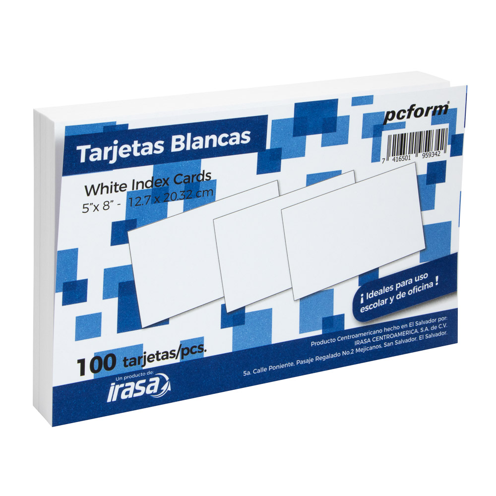 TARJETAS IRASA 321 5X8 PX100 BLANCA