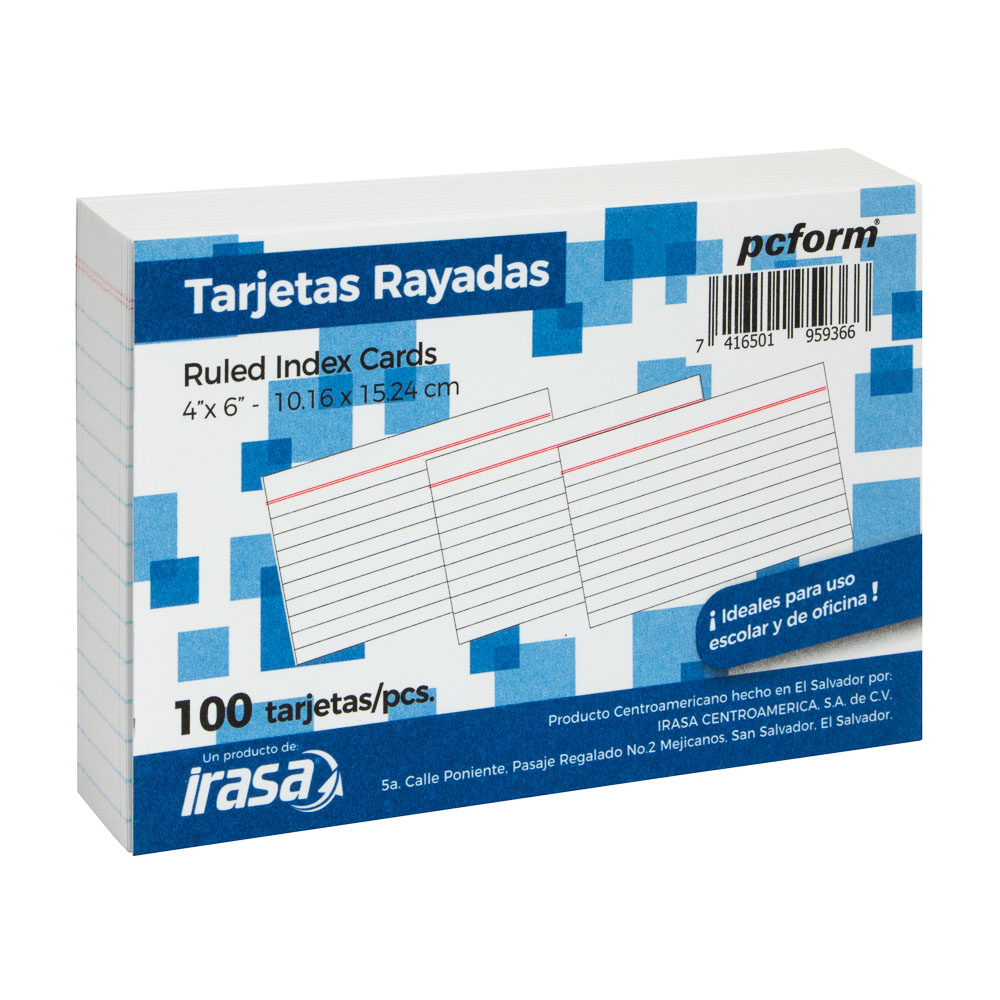 TARJETAS IRASA 323 4X6" PX100 RAYADAS