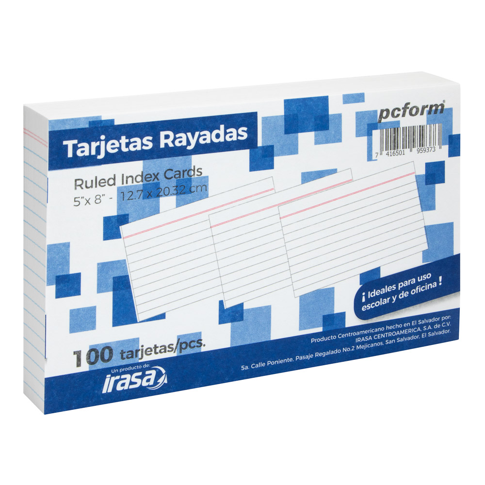 TARJETAS IRASA 324 5X8 P100 RAYADAS 