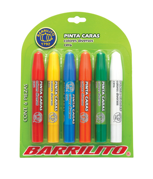 CRAYON BARRILITO CRY6 PINTA CARITAS 6 COLORES 