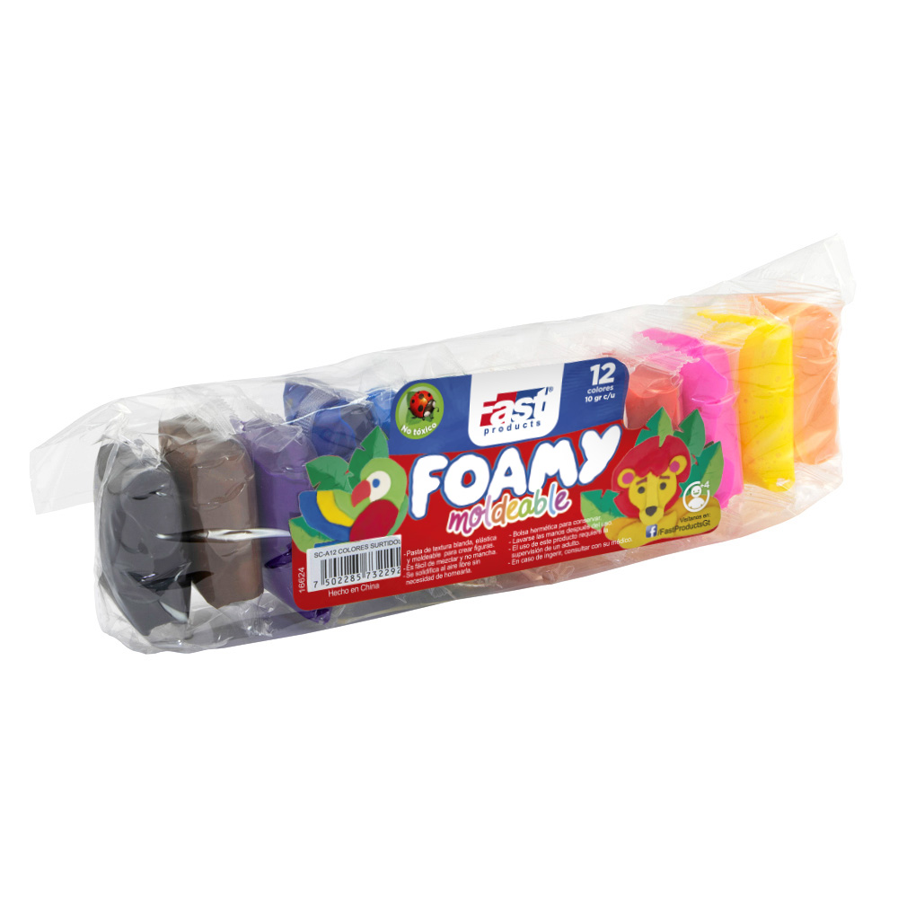 FOAMY MOLDEABLE FAST 10GRS 12 COLORES SURTIDOS