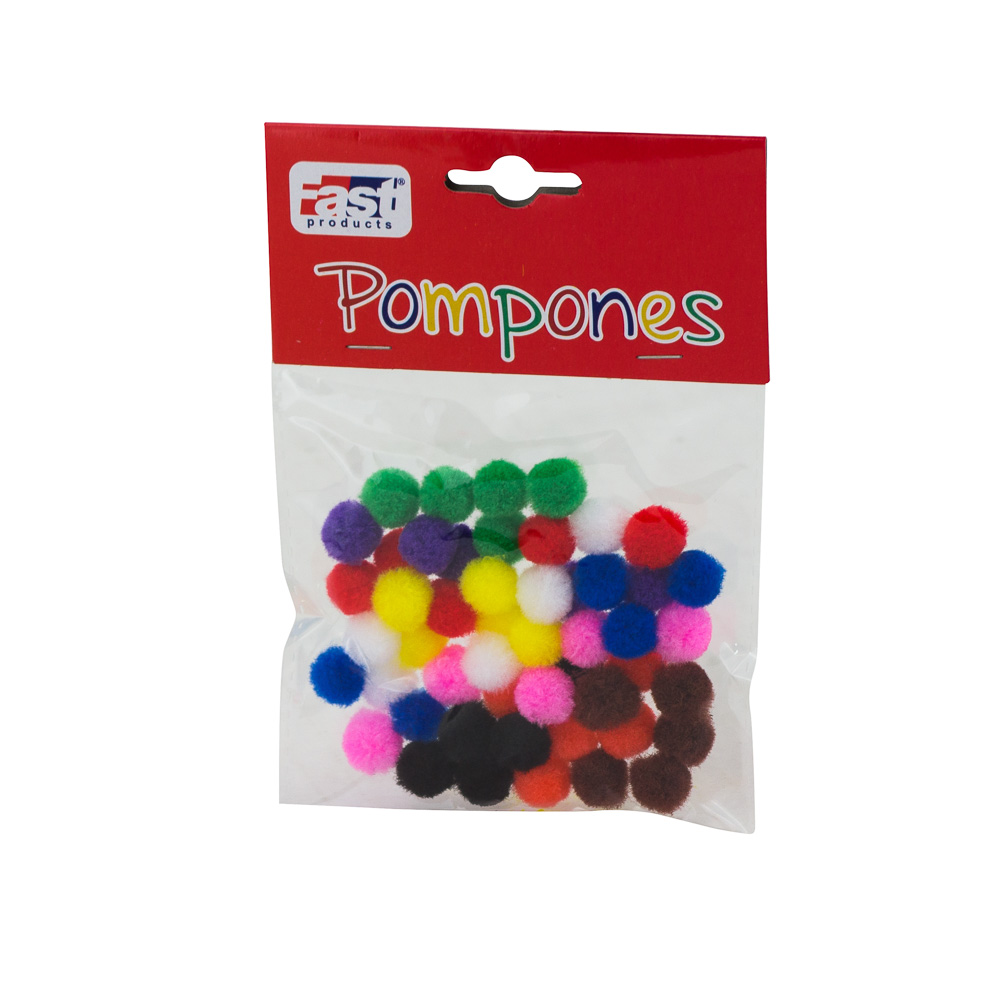 POMPONES FAST 1.2CM BX50 COLORES SURTIDOS