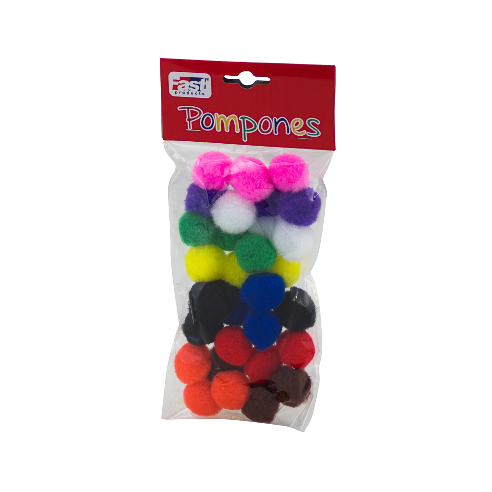 POMPONES FAST 2.5 CM BX30 COLORES SURTIDOS