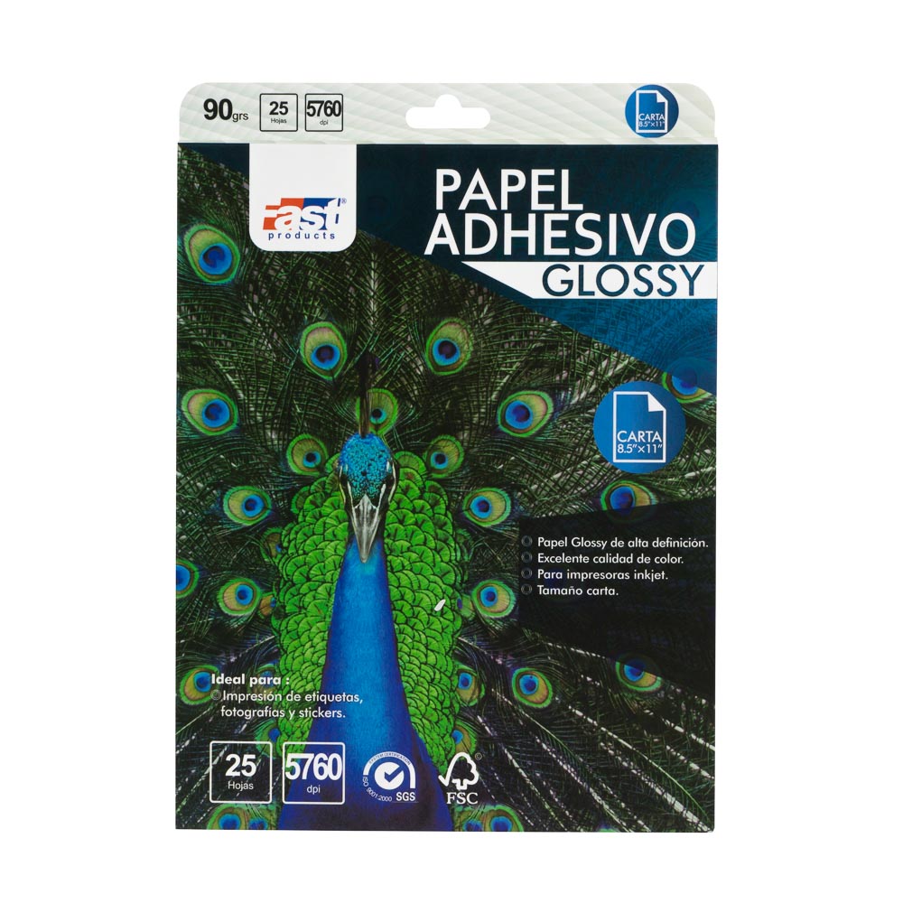 PAPEL ADHESIVO FAST CX25 CARTA 90 GR GLOSSY 