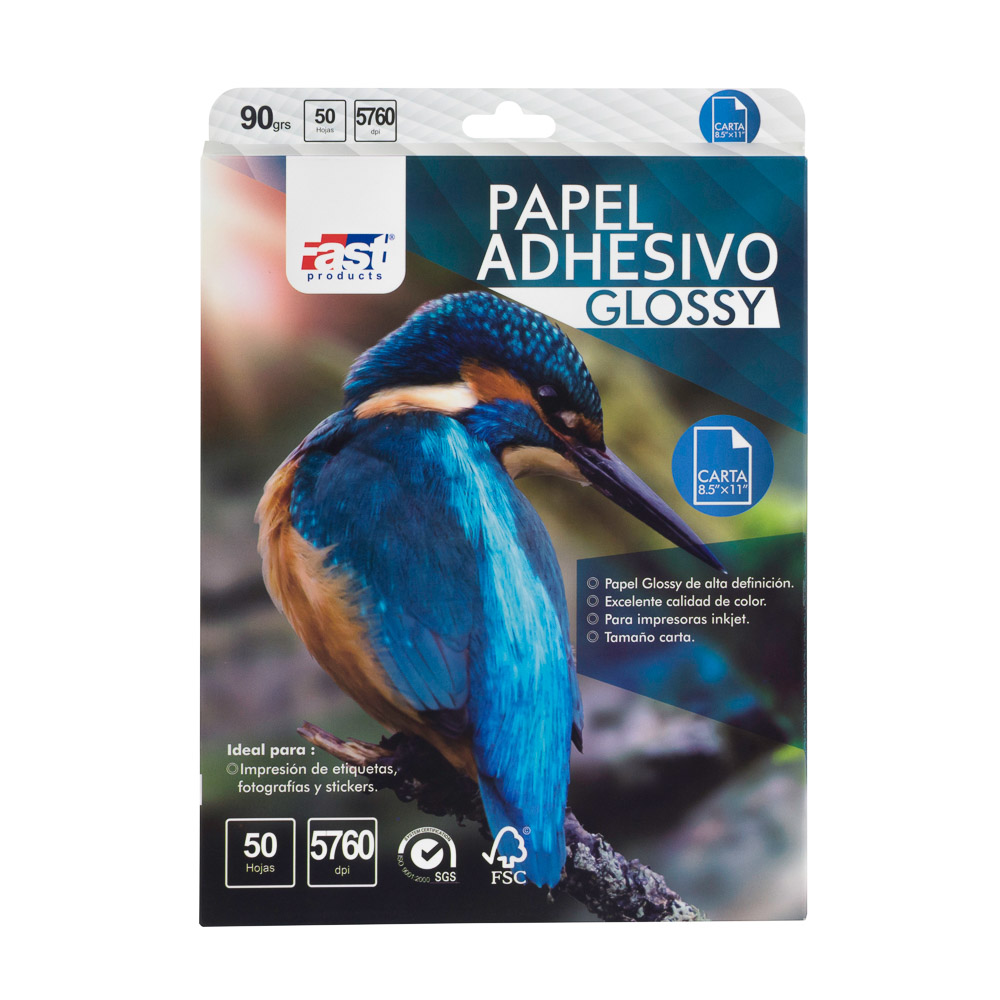 PAPEL ADHESIVO FAST CX50 CARTA 90 GRS GLOSSY