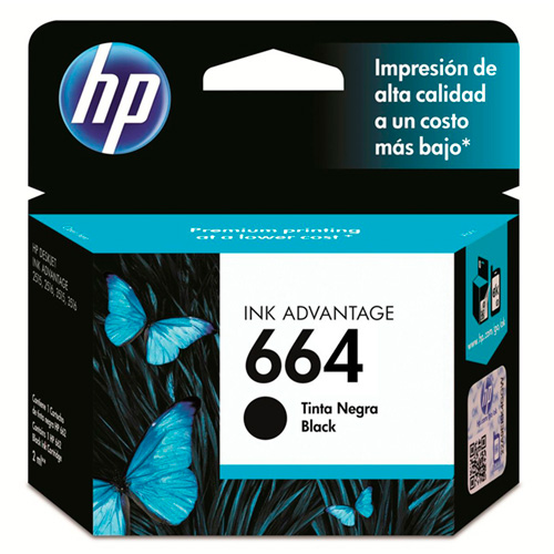 CARTUCHO ORIGINAL HP 664 NEGRO 120 PAG F6V29A