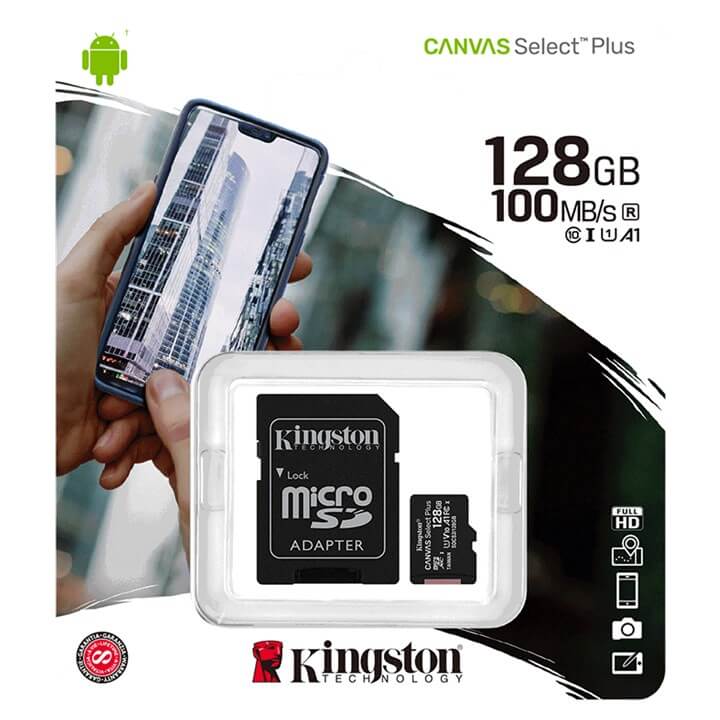 MEMORIA MICRO SD 128GB KINGSTON HC CANVAS SELECT PLUS CLASE 10 100 MBPS