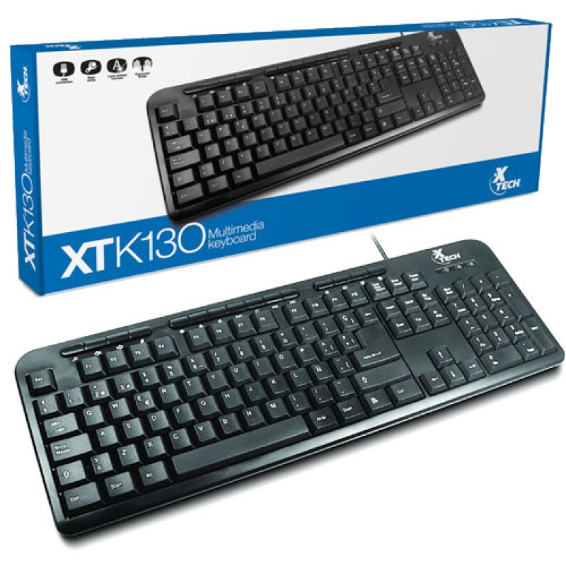 TECLADO XTECH XTK130 MULTIMEDIA USB NEGRO