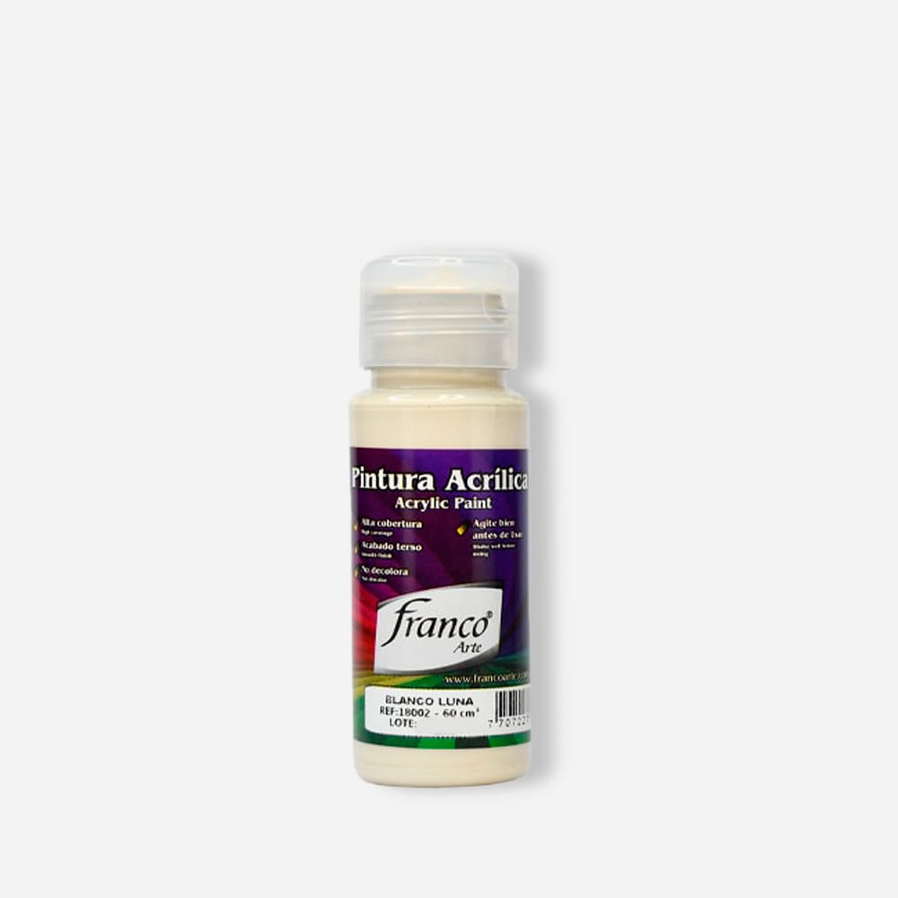 PINTURA ACRILICA 60 ML. 002 BLANCO LUNA FRANCO ARTE