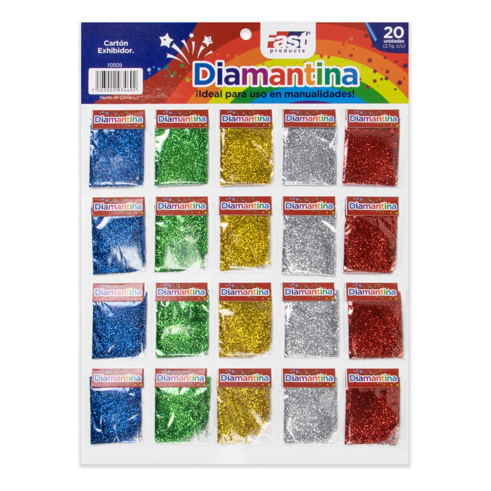 DIAMANTINA FAST CARTON BOLSITAS 2.7 GR. COL.SURTIDOS BASICOS (48)