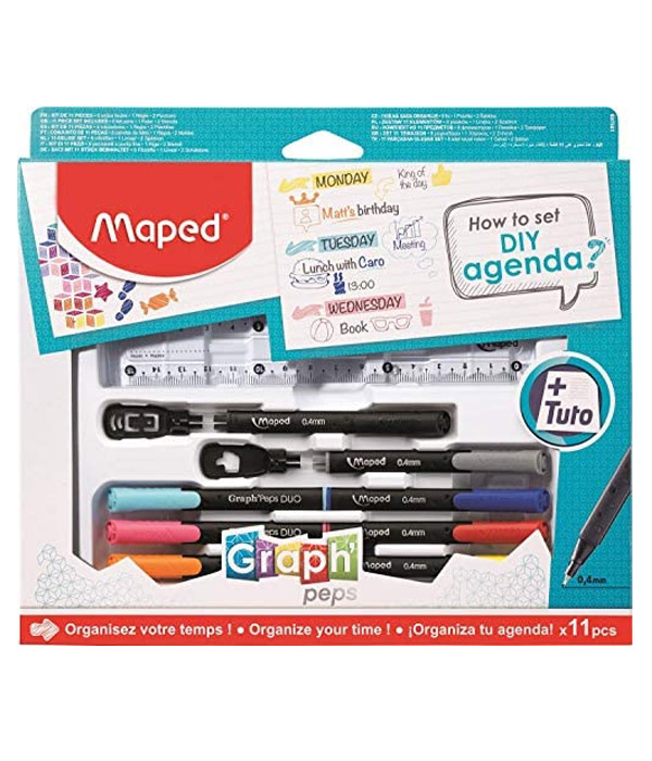 MARCADOR EN ESTUCHE MAPED 897551 SET HOW TO DIY AGENDA 11 PIEZAS